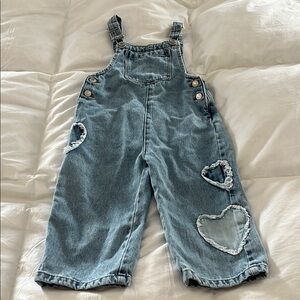 Kids Denim Overalls with Heart Patches